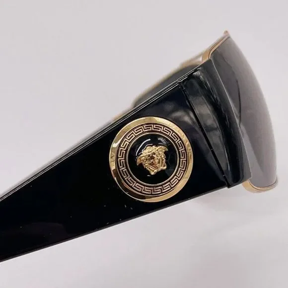 New Versace Mens 63mm Sunglasses Black w/ Gold Trim